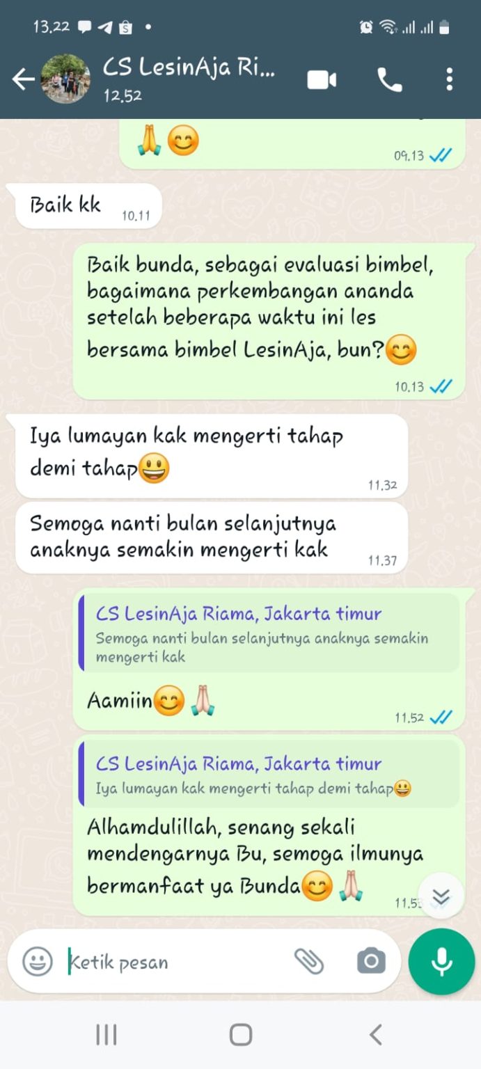 Testimoni WhatsApp LesinAja 6