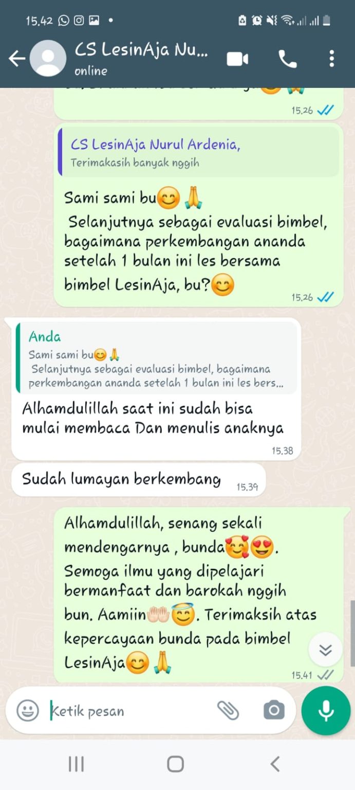 Testimoni WhatsApp LesinAja 12